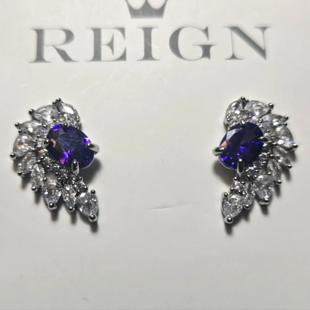 Bomb‎ Party Earrings Never Fear The Flames Violet Cubic Zirconia Silver Plating - Picture 7 of 7